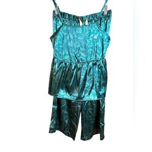 NWT Disney Fantasyland Castle Sleep Satin Pajama 2-piece Set Women's XS Silky